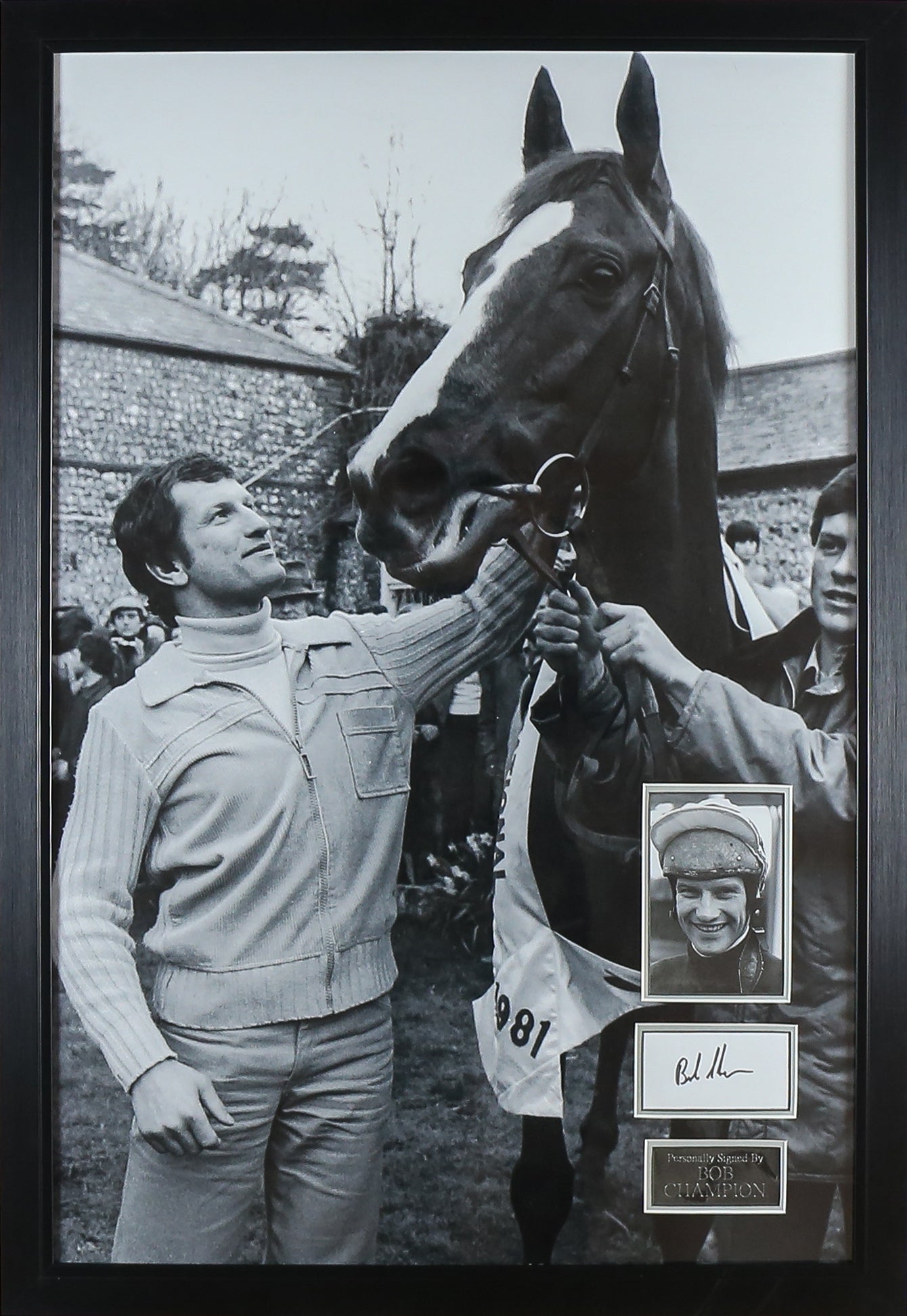 Bob Champion Signed White card Framed Display - Memorabilia Framers Shop